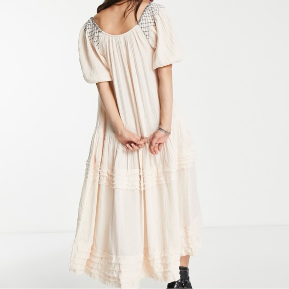 Free People Elegant Cream Sunday Stroll Oversized Embroided Maxi Dress - Picture 7 of 15